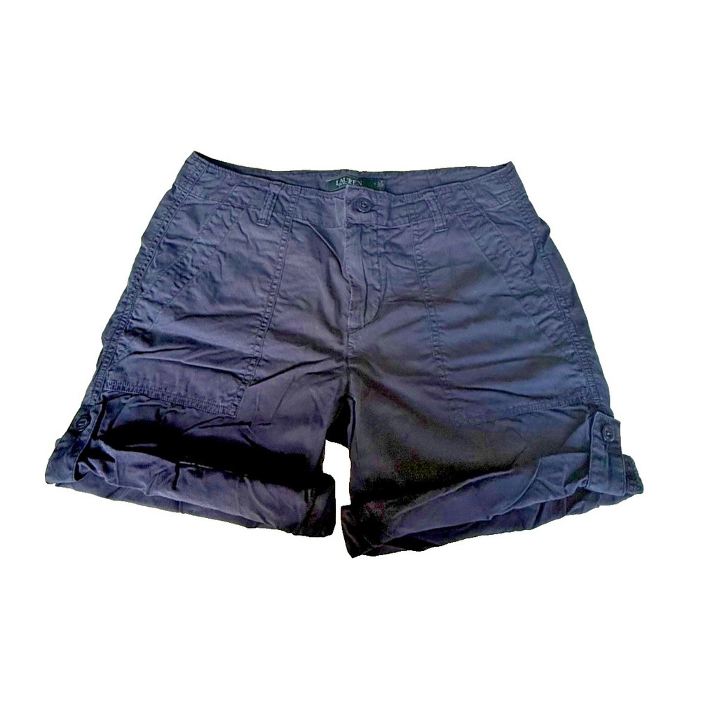 Lauren Ralph Lauren Women's Navy Blue Preppy Cuffed Chino Shorts; Size 4